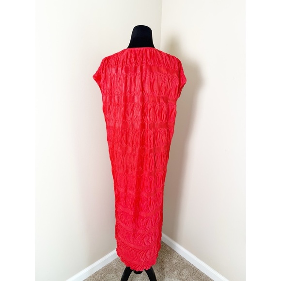 Zara woman/basic Pleated & creased dress red M - Picture 7 of 10